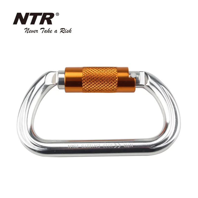 Oval aluminum auto lock carabiner with CE outdoor climbing snap hook for working at high