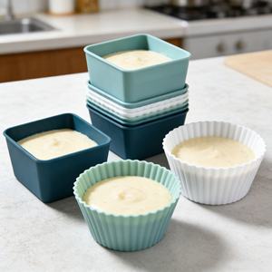 Mini Moldes de Silicona Redondos en Forma de Corazón para Hornear Repostería, Moldes Reutilizables para Muffins, Moldes Cuadrados para Hornear Pasteles, Herramientas para Hornear - Product Image 2