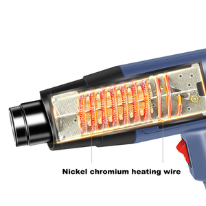 ปืนลมร้อนไฟฟ้าอุตสาหกรรมแบบไร้สาย DIY 1350W 220V 240-420 ลิตร/นาที ลมเย็น/ลมร้อน 300-520  สำหรับหดฟิล์ม  พร้อมปุ่มกด - Product Image 4