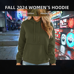 Sudadera con Capucha para Mujer, Otoño 2024, Forrada, Bordada, Manga Larga, Deportiva, Casual, Color Sólido, Ecológica - Product Image 2