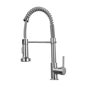 Sang trọng 304 thép không gỉ Chrome mạ mùa xuân vòi nóng lạnh và mixer tap kéo ra kéo xuống Bồn Rửa Nhà Brass Vòi Nước Nhà Bếp