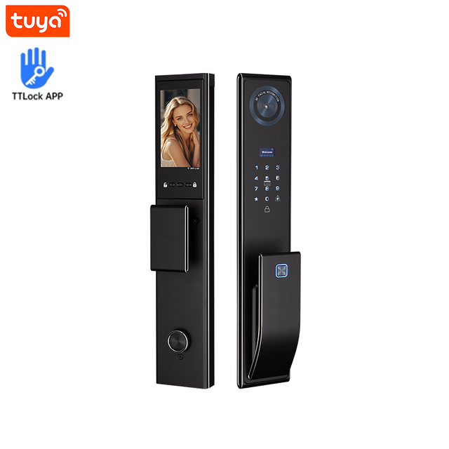 Vertexis Smart Door Lock Fingerprint Face Recognition Tuya WiFi Camera Digital Keypad App Control Wood Steel Aluminum Door