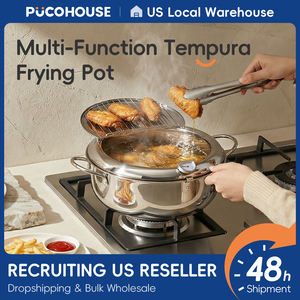 <span class=keywords><strong>Friteuse</strong></span> à tempura japonaise en acier inoxydable 304 avec thermomètre et filtre, ustensile de cuisson <span class=keywords><strong>pour</strong></span> friture profonde - Product Image 1