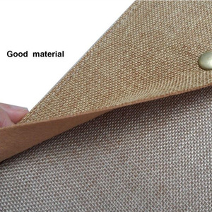 Simple faux linen felt document bag, <b>A4</b> size, snap-button document organizer, solid color fabric <b>file</b> bag. - Product Image 3