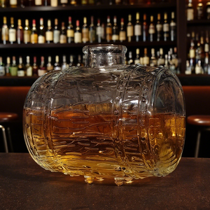 Bouteille en verre de 1L pour <span class=keywords><strong>whisky</strong></span>, brandy, emballage en verre, forme de baril à bière, bouteille à vin - Product Image 2