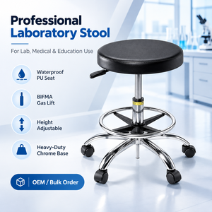<span class=keywords><strong>Tabouret</strong></span> de laboratoire médical réglable, siège en PU imperméable avec base chromée pour hôpital, <span class=keywords><strong>pharmacie</strong></span>, laboratoire de recherche - Product Image 1