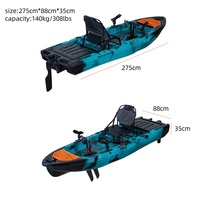 Nouveau Kayak Modulaire 2025 de 2,8 à 2,75 Mètres avec Hélice Détachable et Pédales, Bateau de Pêche pour Une Personne en HDPE