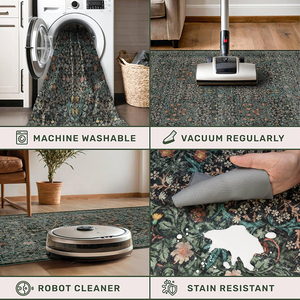 Großer Vintage Persian Pattern Teppich rutsch festes wasch bares Polyester für Wohnzimmer - Product Image 3