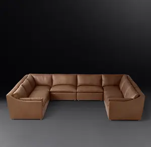 Sassanid conjunto de sala de estar, conjunto de sala de estar luxuoso contemporâneo, modular, de couro, u-sofá