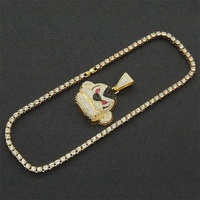 Collier Hip hop cubain avec pendentif de singe, chaîne en diamant et en alliage