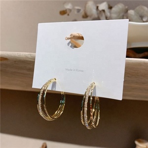 Boucles d'oreilles rondes de grande taille de style rétro en argent 925 avec diamants complets pour femmes, mode coréenne en cuivre - Product Image 4