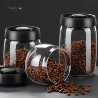 Keuken Aanpasbare Kleur Afgedichte Siliconen Plastic Pompdeksel Vacuüm Koffie Opslag Borosilicaat Glas Multi-Size Amerikaanse Stijl