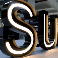 Enseigne Commerciale Extérieure Denison pour Salon de Coiffure, Décoration Murale en Métal avec Bandes LED Néon pour Entreprises et Hôpitaux