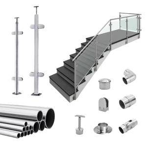 Cầu thang kính lan can dự án hiện đại tùy chỉnh kính lan can lan can đồ nội thất trong nhà bền SUS304 lan can bài kính cường lực - Product Image 2