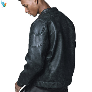 Veste en cuir de moto personnalisée pour hommes <span class=keywords><strong>Domaine</strong></span> noir Veste en cuir épais courte décontractée pour hommes chaude et épaissie - Product Image 5