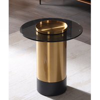 Ensemble de table basse en verre avec cadre en acier inoxydable de style nordique, table de café pour salon
