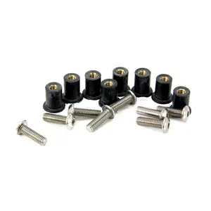 M8 Rubber Well Nut 5Mm Metric Motorcycle Windscreen Flange Bolts Hollow Connector Threaded Insert Rivet Plastic Knurled