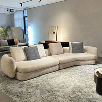 Ensemble de canapés de salon minimaliste italien en tissu avec coins arrondis, ensemble de canapés en tissu pour salon, ensemble de meubles de salon