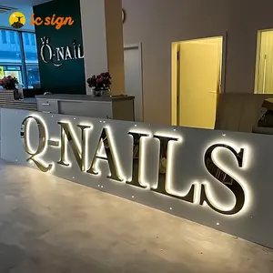 Logotipo iluminado 3D para decoração da loja, letreiro acrílico com letras de canal para lojas de fumaça, sinal personalizado com iluminação LED retroiluminado