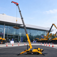 Mini-grue araignée avec moteur électrique diesel, flèche télescopique, hauteur de levage de 10 m, capacité de 1 tonne, utilisation en espace étroit