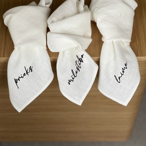 Manteles Individuales de Lino Puro con Soporte de Fábrica, Tamaño Personalizado, Tela de Lujo, Lino Orgánico Puro, Servilletas de Lino Blanco 100% Bordadas para Bodas - Product Image 1