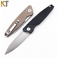 Couteau pliant haute dureté 14C28N, manche en Micarta lin, roulement à billes, couteau portable pour le camping, la pêche, l'EDC, couteau de poche