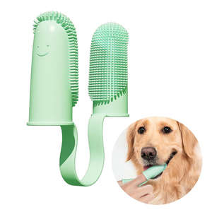 Brosse à <span class=keywords><strong>dents</strong></span> pour <span class=keywords><strong>chien</strong></span> 135 poils enveloppants pour un nettoyage facile des <span class=keywords><strong>dents</strong></span>, brosse à <span class=keywords><strong>dents</strong></span> double doigt pour soins dentaires pour chiots, chats et animaux de compagnie de taille moyenne - Product Image 1