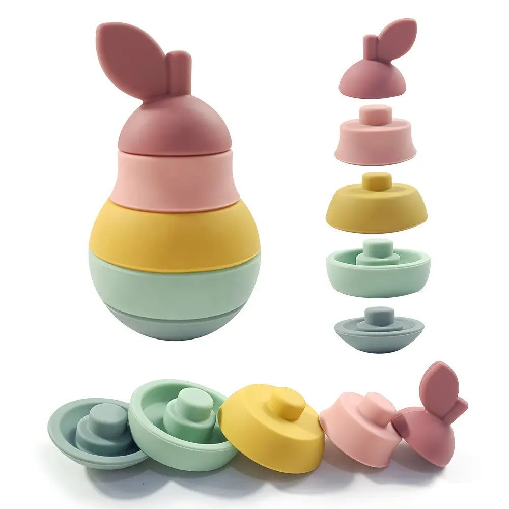 Kinder Großhandel ECO Friendly Stacking Toy Set Apple Shape Kreativ für Kinder Teach Stacking Awesome Toy Stacking Set