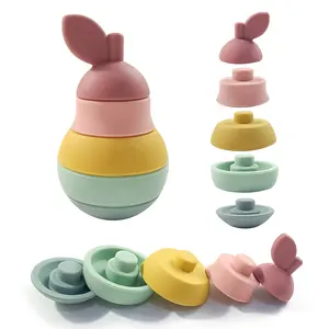 Kids Wholesale ECO Friendly Stacking Toy Set Apple Shape Creative For Children Teach Stacking Awesome Toy Stacking Set