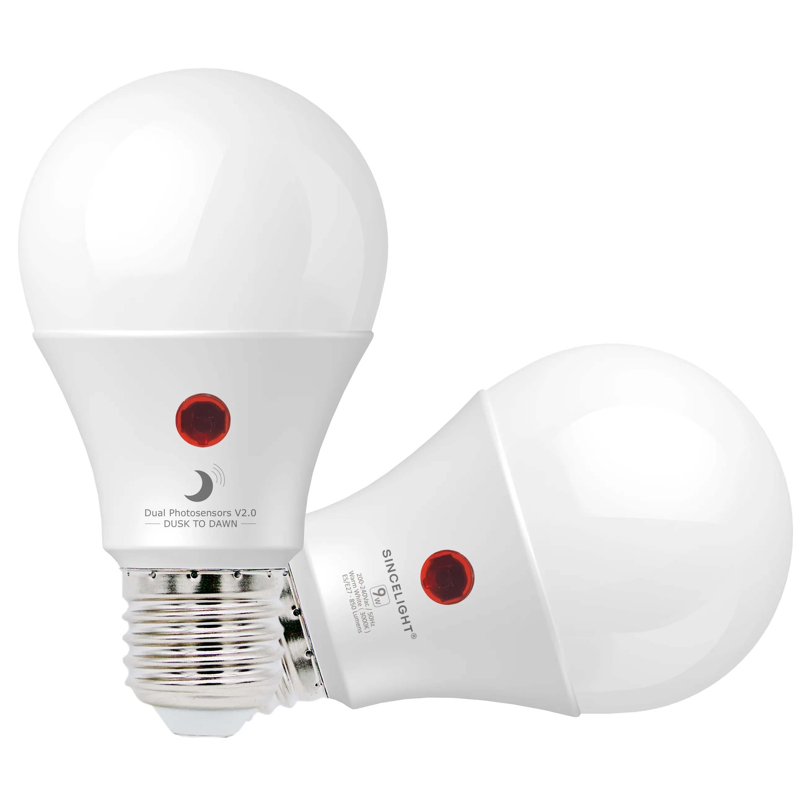 E27 Dusk to Dawn LED DayLight Sensor Bulb with Dual Photosensors Automatic ON/OFF Night Light Security Light
