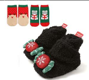 Nouveauté 2022 Chaussures de Noël pour bébé en tissu de coton avec motif Père Noël - Product Image 4