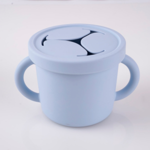 Silicone Baby Training Snack <b>Cup</b> with Handle BPA <b>Free</b> Variable <b>Flow</b> Solid Color Streamline for 0-12 Months - Product Image 3