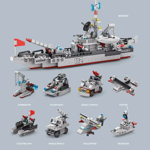 Tùy chỉnh ABS PC xây dựng khối thiết lập DIY <span class=keywords><strong>3D</strong></span> tàu sân bay Tàu chiến mô hình đồ chơi giáo dục cho 5-7 có tính năng động vật cảnh quan - Product Image 6