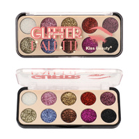 Palette de fards à paupières scintillants Kiss Beauty 10 couleurs, maquillage professionnel, logo personnalisé, marque privée