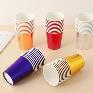 Vaso de Papel Desechable de Alta Calidad de 9oz, Vaso de Papel con Lámina Dorada para Fiestas - Product Image 1