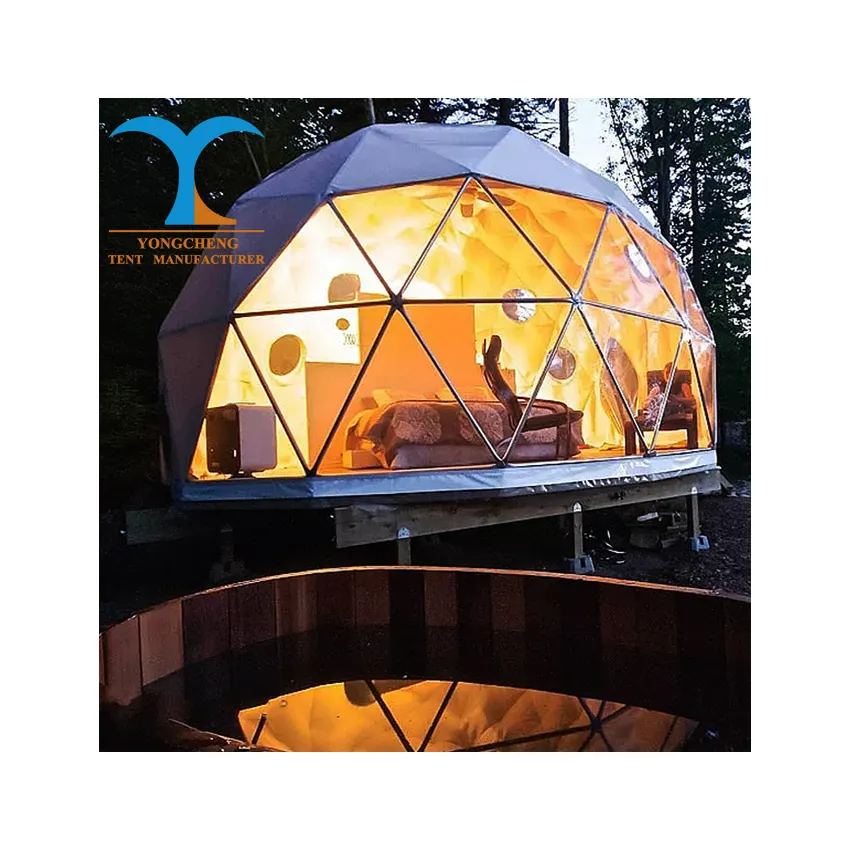 6M 8M 10M Pvc Khách Sạn Nhà Khu Nghỉ Mát Vườn Tuyết Geodesic Glamping Dome Lều Đồ Chơi Lều Cắm Trại