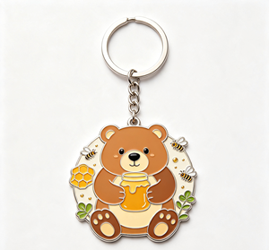 <b>Cute</b> <b>Bear</b> Metal Key Chain Cartoon Animal Key Ring Enamel Zinc Alloy Pendant for Gift and Promotion - Product Image 1
