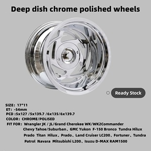 Jantes rétro chromées polies 17x11 Lowrider 5x5 5x5.5 6x135 6x5.5 5x135 pour F150 RAM GMC Sierra OBS Chevy Squarebody Tahoe - Product Image 5