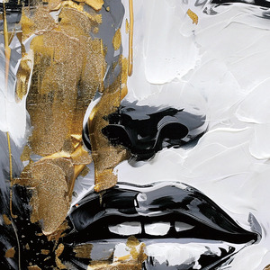 Vendita Calda: Arte Murale Moderna ed Ecologica con Stampa di Volto Femminile, Dipinto a Olio Personalizzato con Foglia d'Oro per Arredamento Casa - Product Image 4