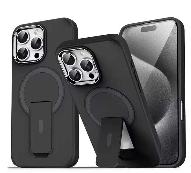 For iPhone 16 Pro Max Translucent Matte Magnetic Kickstand Wireless Charing Phone Case for iPhone 17 Magnetic Stand Armor Case