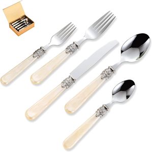 Set <span class=keywords><strong>di</strong></span> posate in acciaio inossidabile da 20 pezzi con design contemporaneo, ideale per feste, sicuro per la lavastoviglie, servizio per 4 persone incluso - Product Image 1