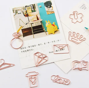Stainless Steel Rose Metal Bookmark Set Colorful PVC Paper Clip & Business Card Holder Mini Metal Bookmarks-for Office Use DIY