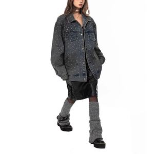 Wholesale Fashion Ink-splashed <b>Rhinestone</b> Denim <b>Jacket</b> for Men Spring and Autumn High-end Retro Washed Couple Denim <b>Jacket</b> - Product Image 2