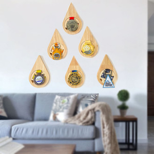 Wooden <b>Medal</b> Display Rack Teardrop Shape <b>Wall</b> Mounted <b>For</b> Home Decor And Award Showcasing - Product Image 2