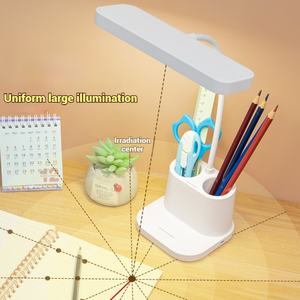 Lámpara de Escritorio LED Flexible con Soporte para Bolígrafos de Doble Orificio, Base Multifuncional, Conexión USB, Lámpara de Mesa para Estudio - Product Image 3