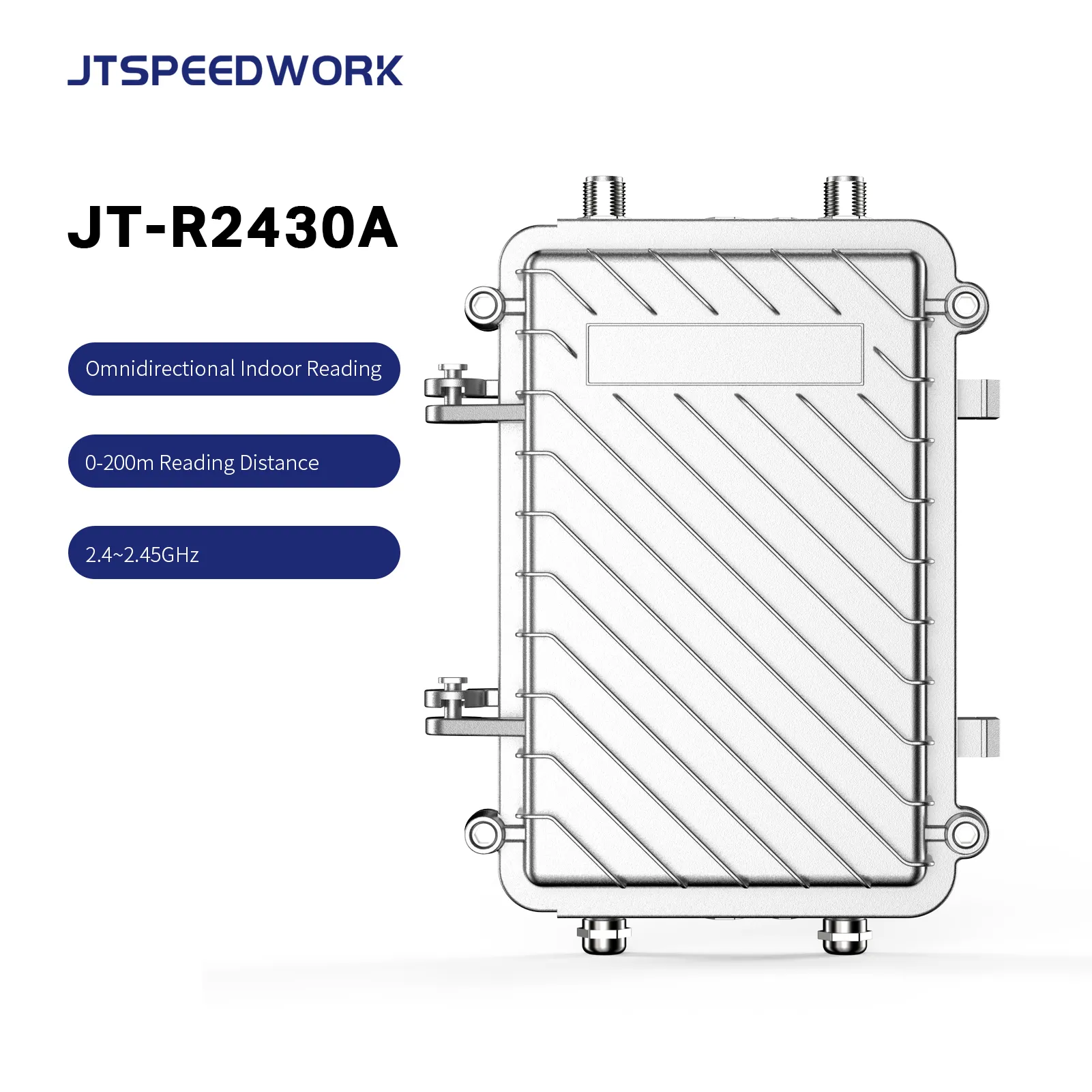 JT-R2430A RFID 리더 구성 요소 TCP IP 100m 마이크로 칩 장거리 거리 2.4g 주차 게이트 장벽 RFID 리더 슈퍼마켓
