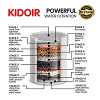 Filtre à eau de douche haute performance à 25 étapes, élimine le chlore et les métaux lourds, Kidoir, pack de cartouches 1+3 pour la protection des cheveux et de la peau