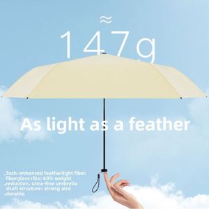 Parapluie pliant de poche mini crayon 6 baleines, ultra léger 146g, anti-UV UPF50, avec logo personnalisé OEM, pour femme, cadeau promotionnel, soleil et pluie - Product Image 2