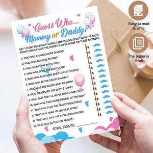 75 Pezzi <span class=keywords><strong>Giochi</strong></span> <span class=keywords><strong>per</strong></span> Rivelare il Sesso del Bambino, 6 Divertenti Decorazioni <span class=keywords><strong>per</strong></span> Maschio o Femmina, Carte Creative <span class=keywords><strong>per</strong></span> la Predizione del Sesso, Mamma Papà - Product Image 5
