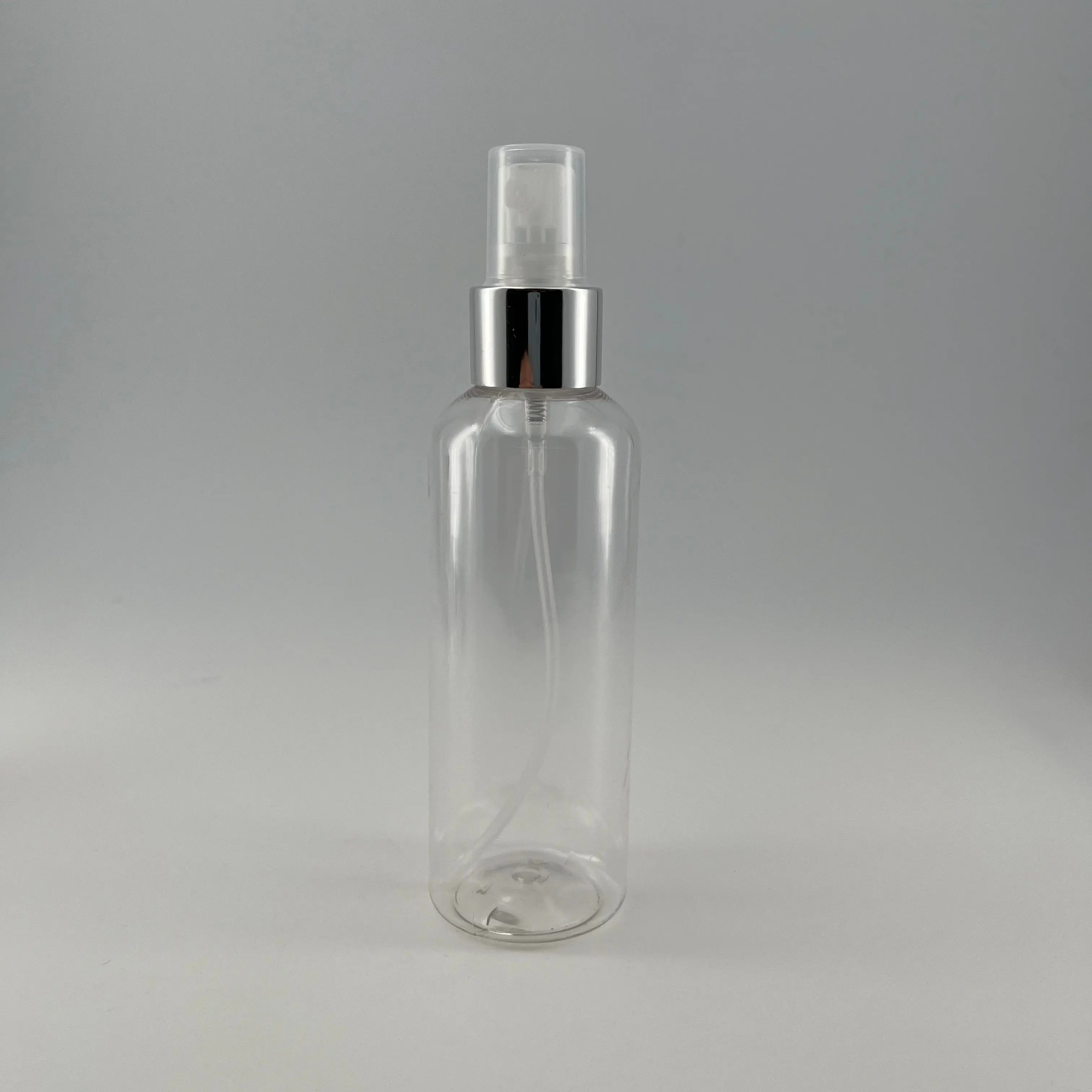 Toptan 250ml buzlu PET kozmetik konteyner plastik parfüm şişesi ile 24/410 püskürtücü alüminyum sis püskürtücü